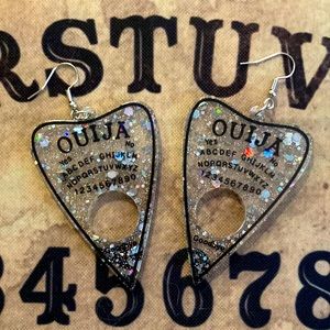 OUIJA SILVER SPARKLE LARGE EARRINGS